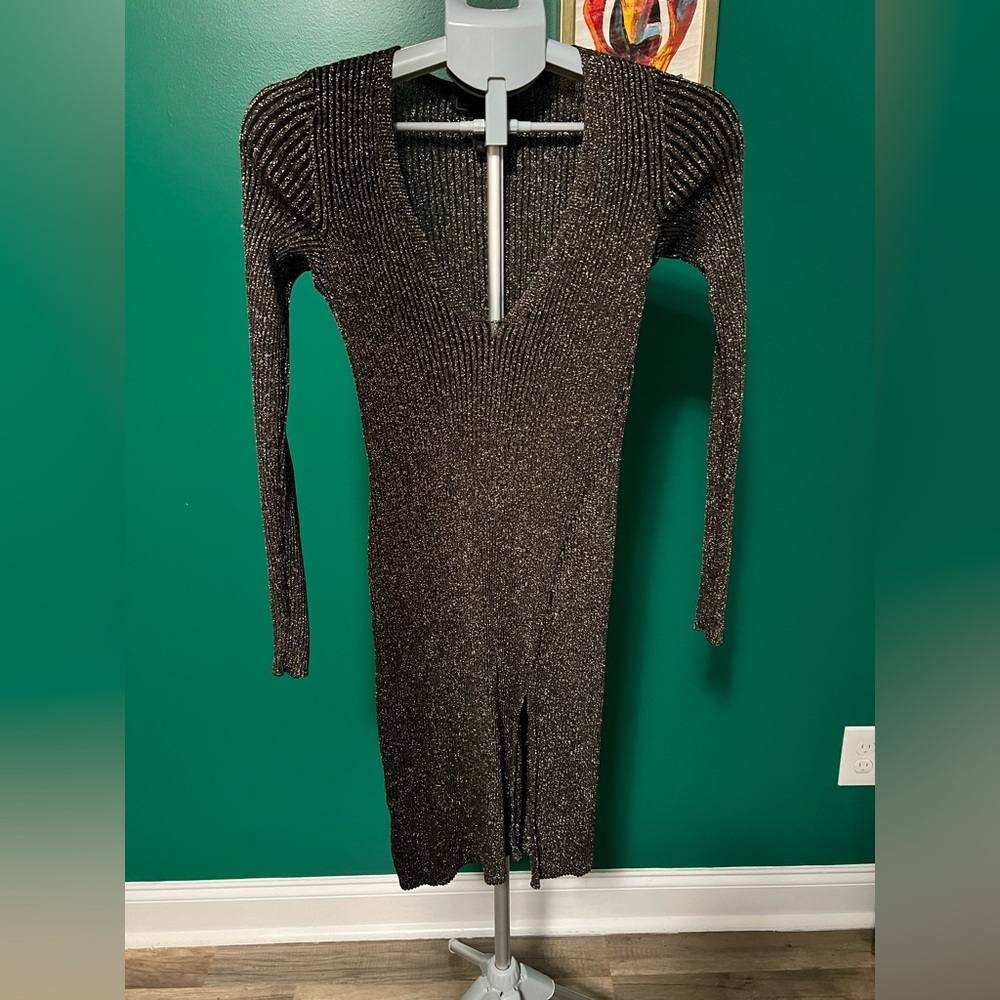 BCBG flirty little black/gold dress